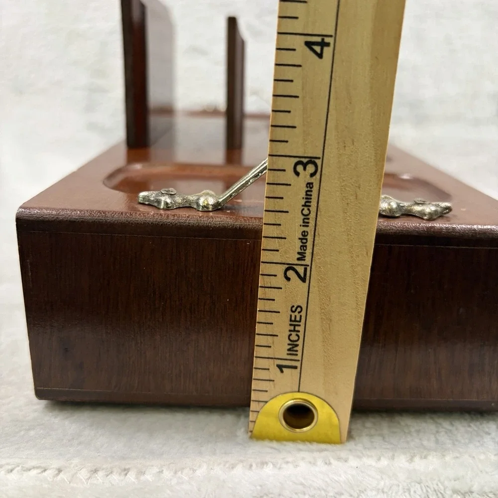 Vintage Wood Dresser Valet Jewelry Box Drawer Coin Tray Card Holder Caddy 12